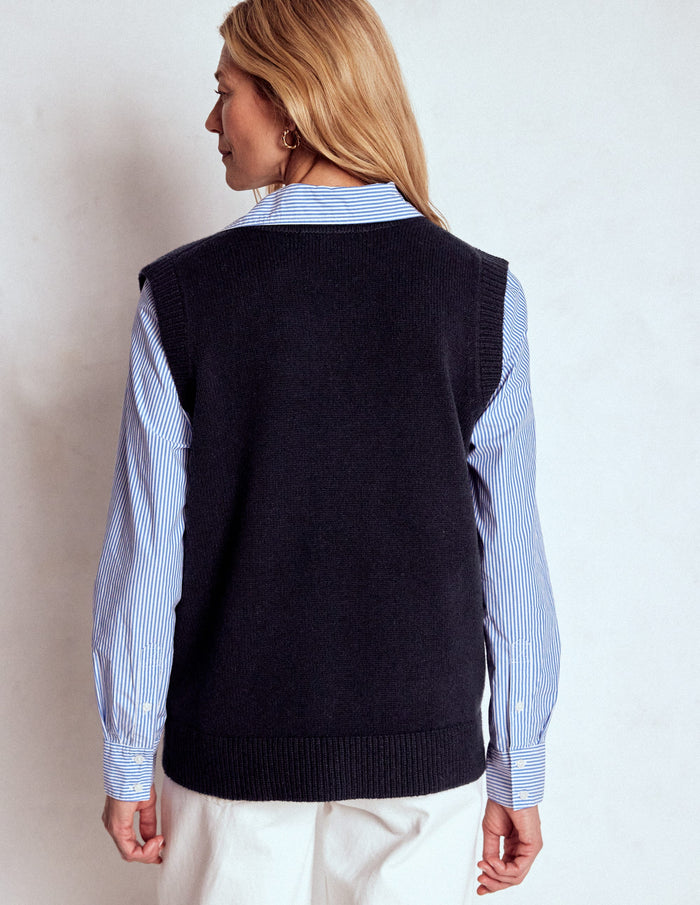 Marion Merino V-Neck Vest Navy
