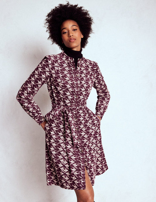 Bre Cord Short Dress Dark Cherry, Swooping Swallow