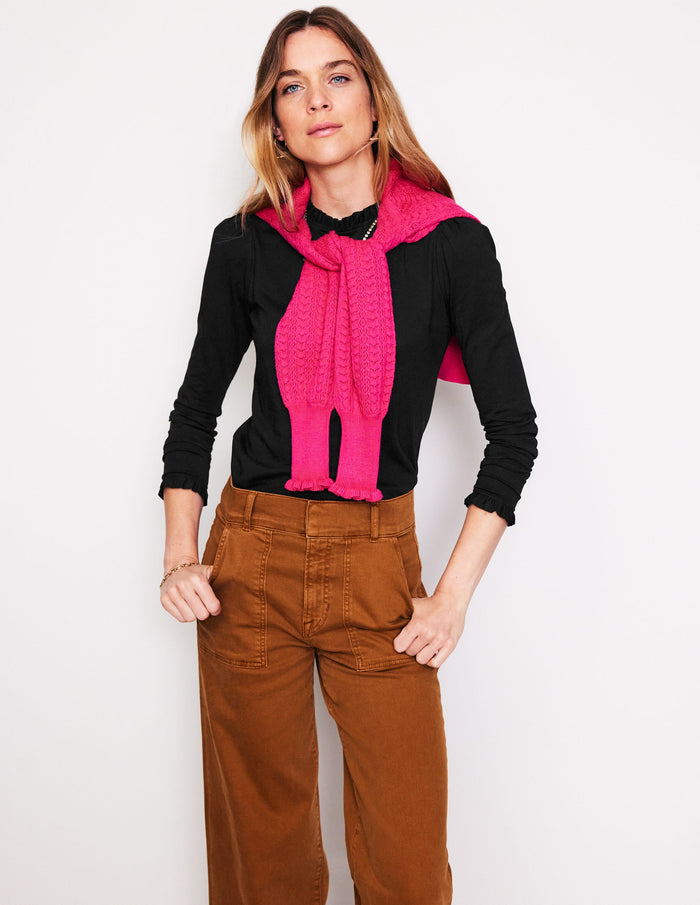 Supersoft Frill Detail Top Black