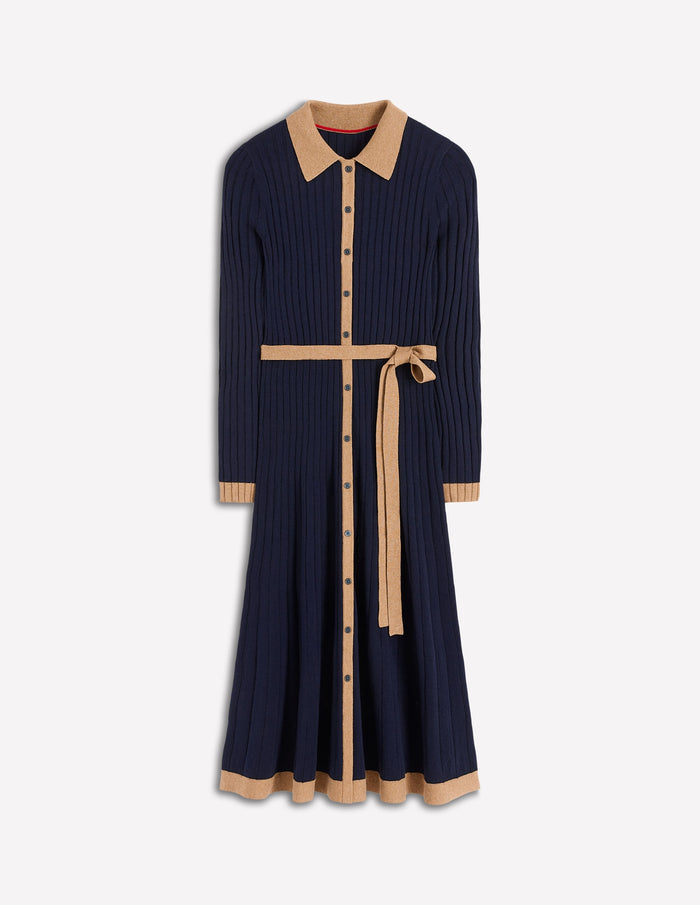 Rachel Knitted Shirt Dress Navy