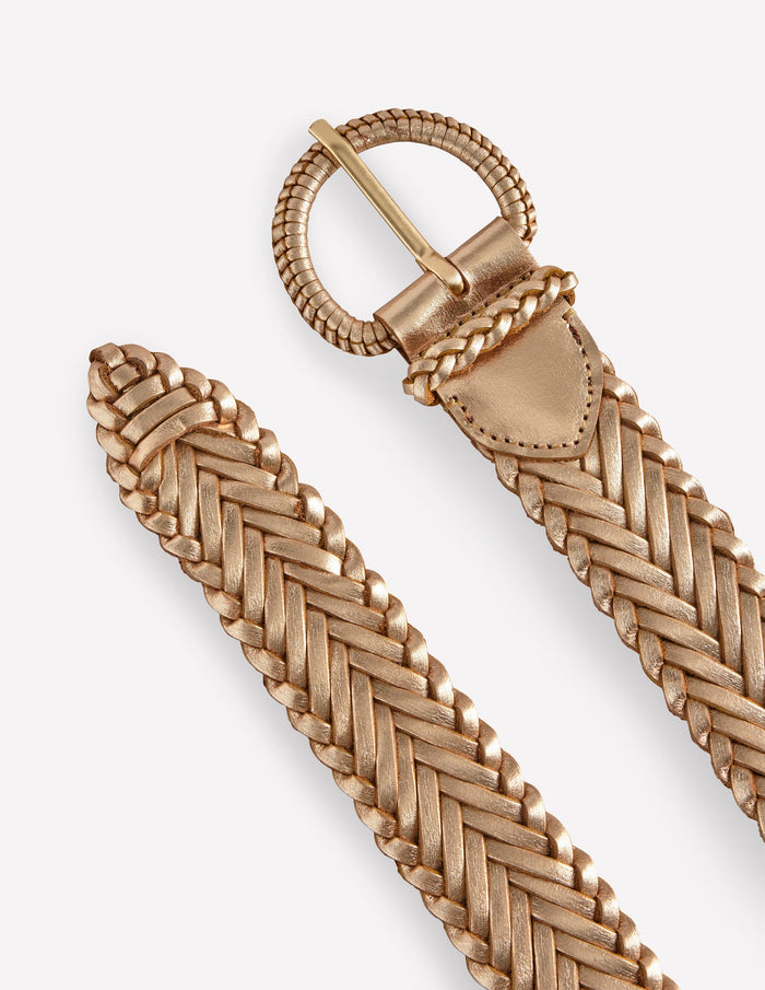 Woven Leather Belt Gold