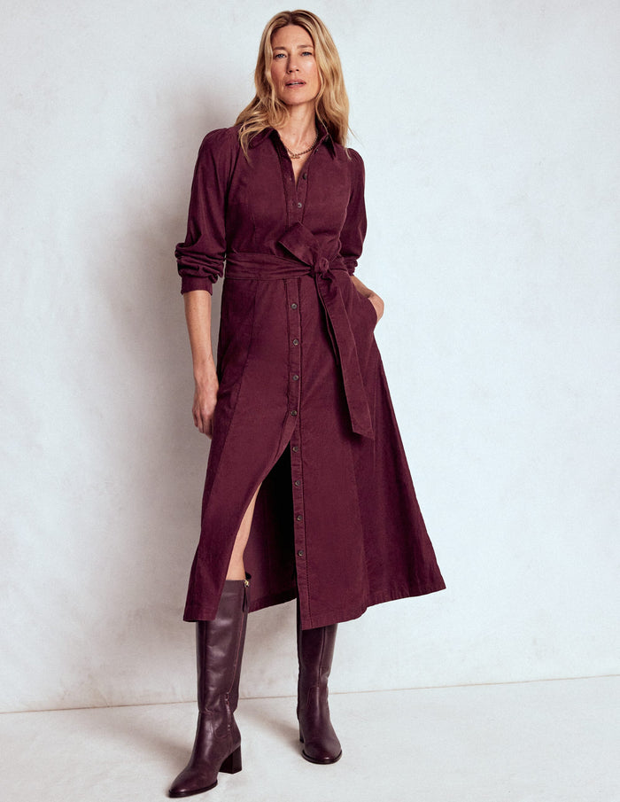 Clara Cord Midi Dress Dark Cherry
