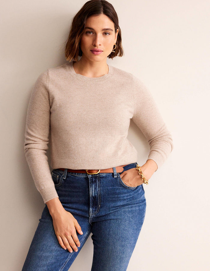 Eva Cashmere Crew Neck Sweater Chinchilla Melange