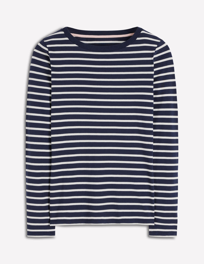 Olivia Long Sleeve Breton Navy, Ivory