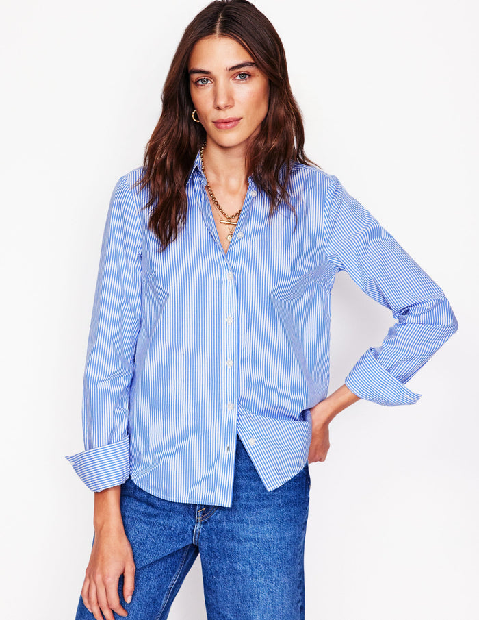 Sienna Cotton Shirt Fine Blue Stripe