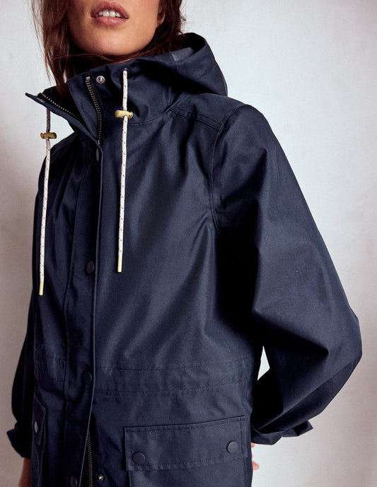 Longline Rain Mac Navy Colourblock