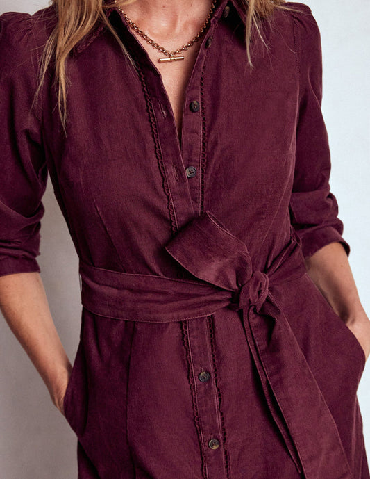 Clara Cord Midi Dress Dark Cherry