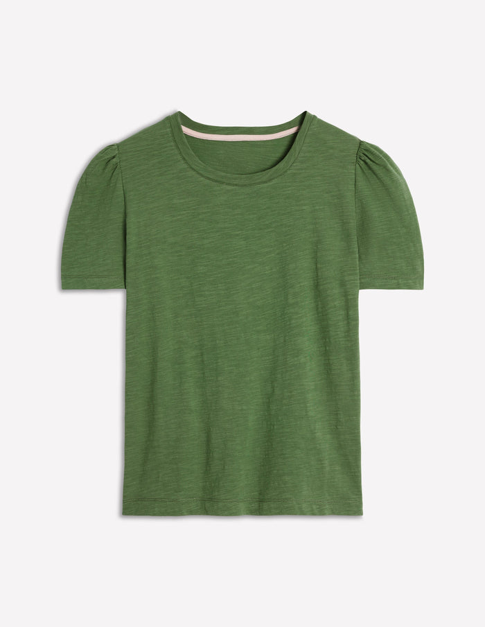 Cotton Puff Sleeve T-Shirt Safari Green