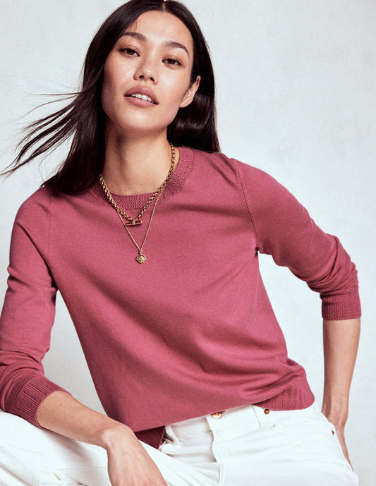 Emilia Cotton Crew Sweater Pink Heather