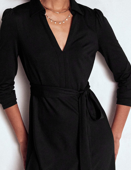 Imogen Collared Jersey Dress Black