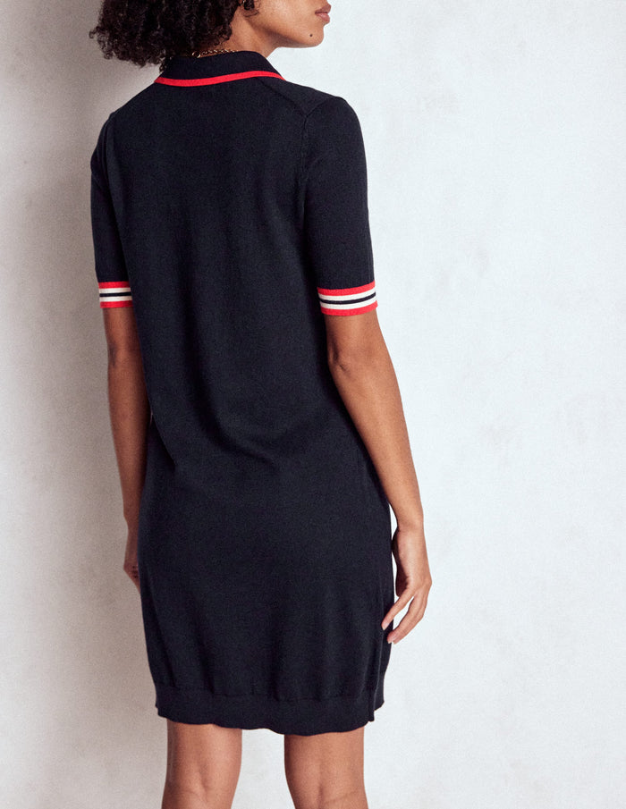 Tipped Henley Dress Navy
