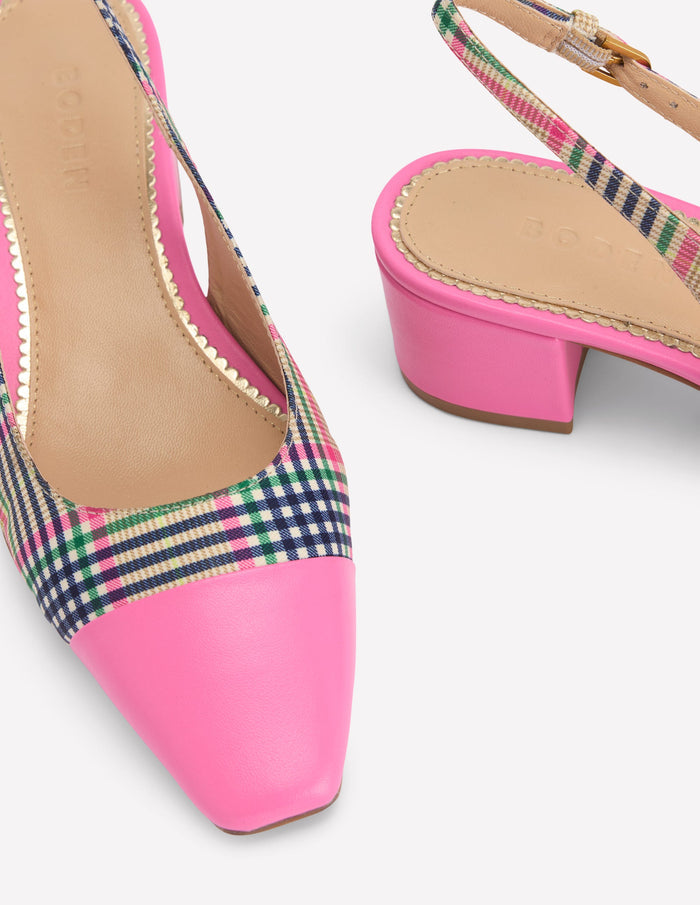 Ailsa Block Heel Slingbacks Multi Check