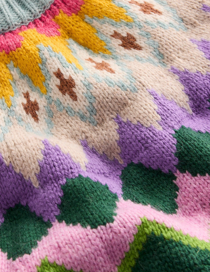 Eleanor Fair Isle Sweater Tourmaline Blue Melange