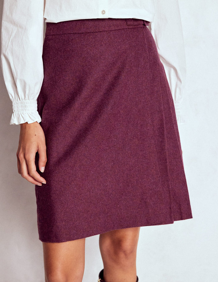 Helen Wool Kilt Skirt Purple Herringbone