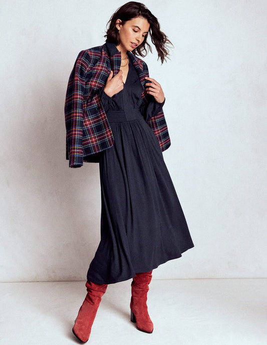 Lily Long Sleeve Midi Dress Navy