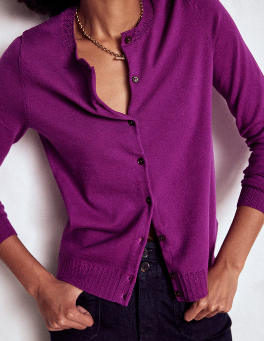 Emilia Cotton Crew Cardigan Regal Purple