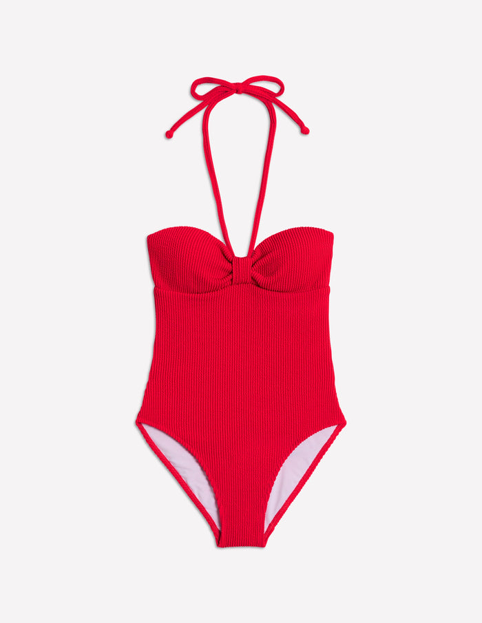 Crinkle Texture Swimsuit Tulip Red