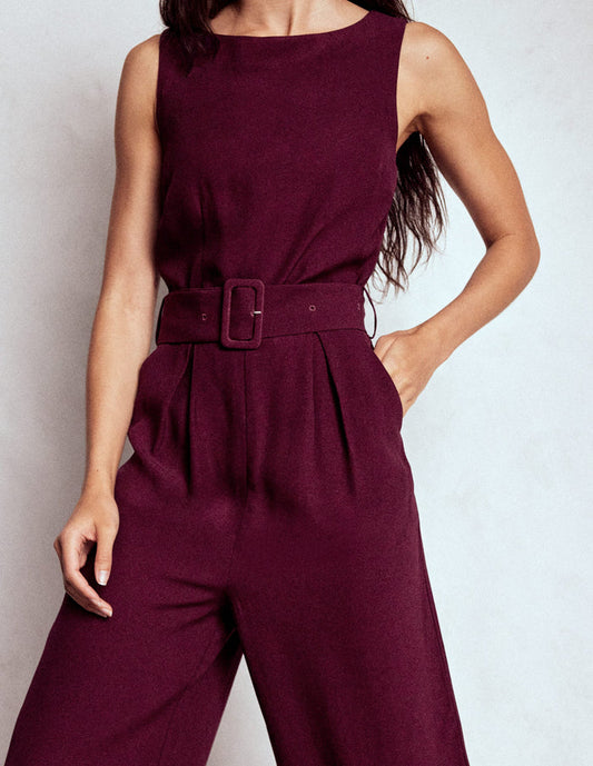 Gwen Slash Neck Jumpsuit Dark Cherry
