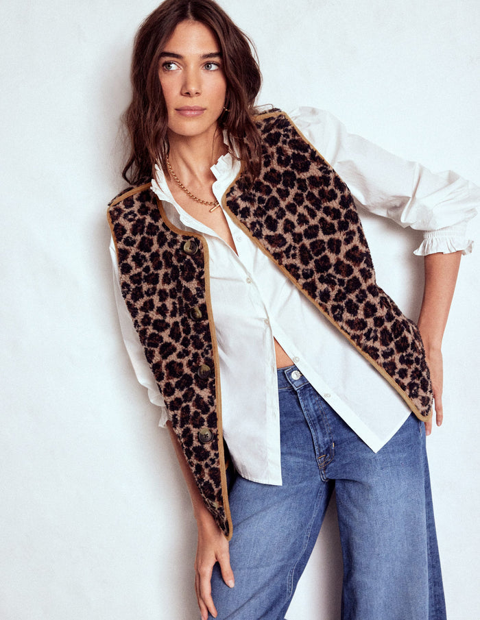 Clerkenwell Reversible Gilet Navy, Leopard