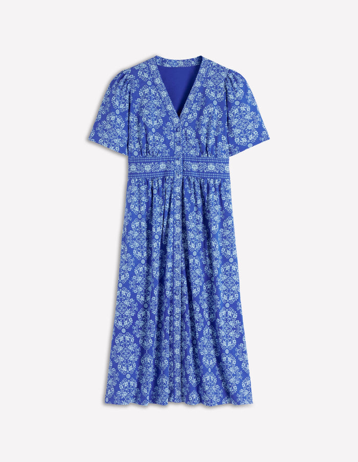 Natalia Jersey Tea Dress Bright Blue, Ornamental