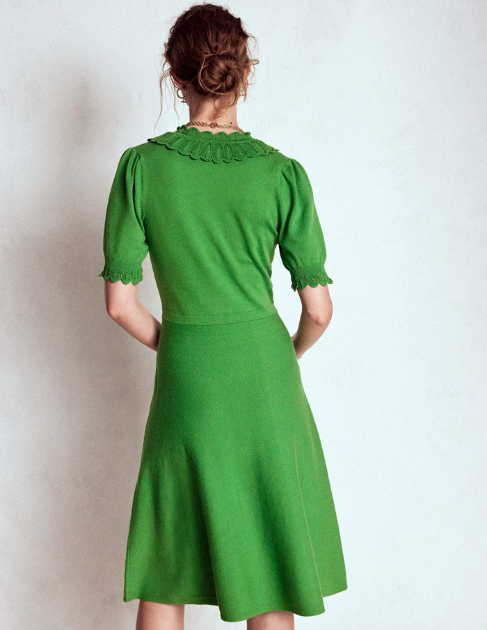 Melina Ruffle Knitted Dress Paradise Green