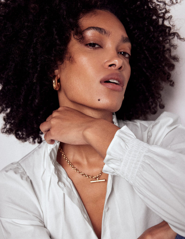 Lorna Pleated Cotton Top White