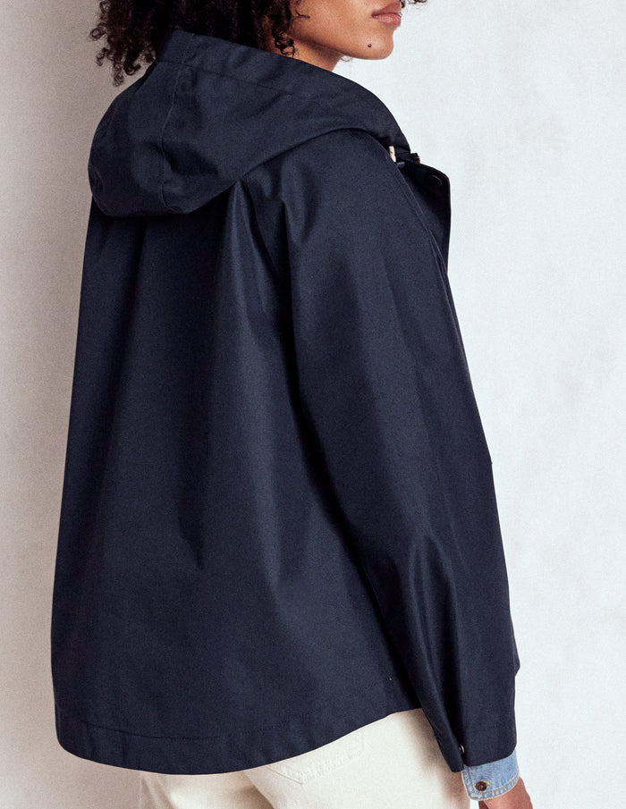 Cropped Rain Mac Navy