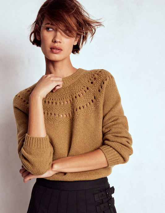 Fluffy Chunky Sweater Camel Melange