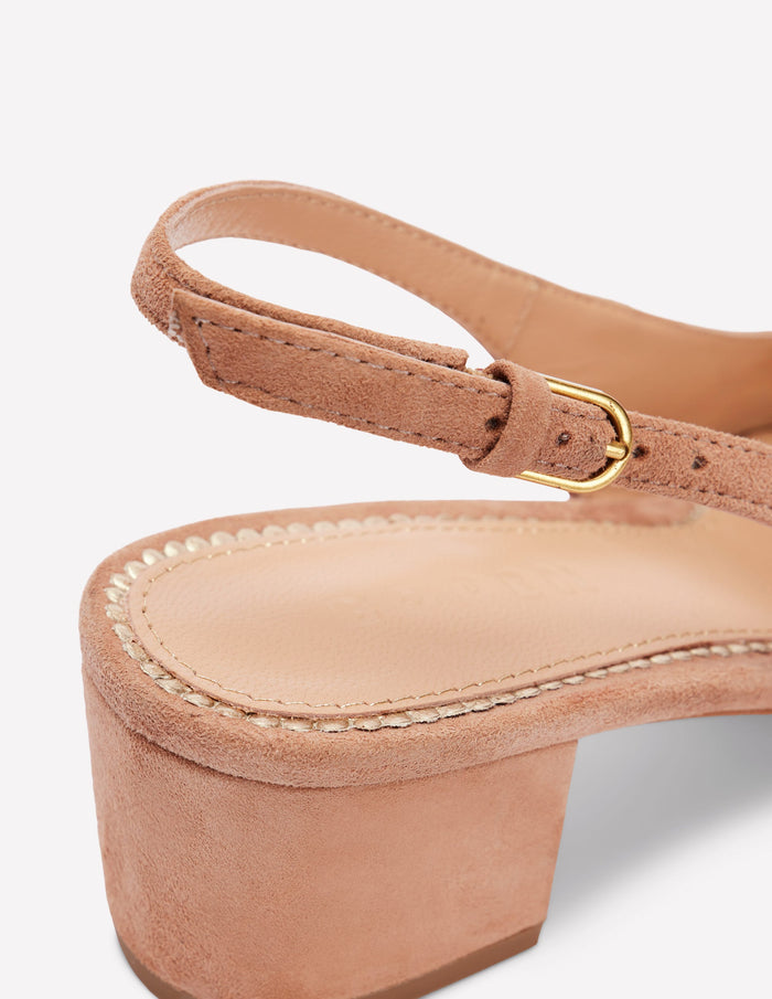 Ailsa Block Heel Slingbacks Latte Suede