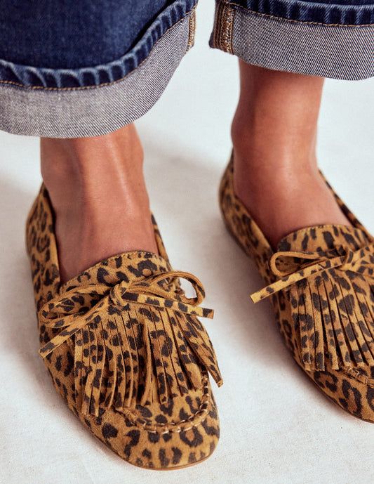 Soft Tassel Deck Shoes Leopard