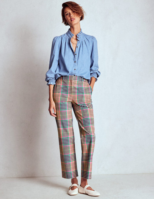 Canonbury Tailored Pants Brown,Rose Pink and Navy Check
