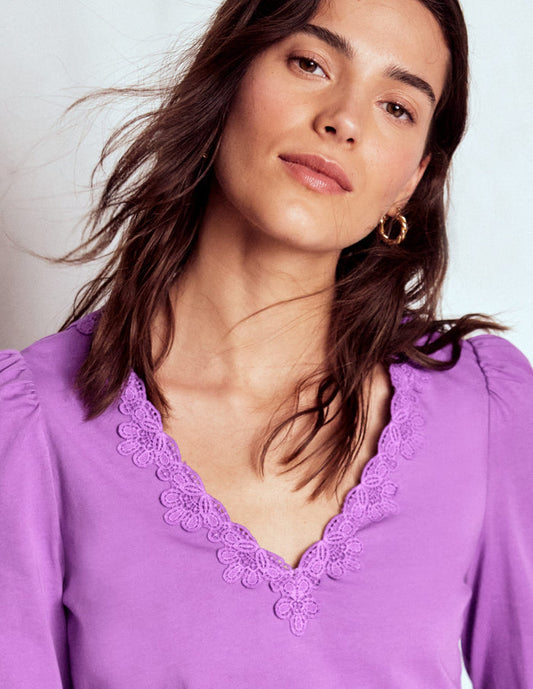 Flora Lace V-neck Top Amethyst Purple