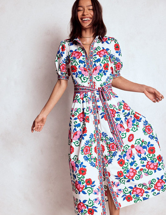 Alexa Maxi Shirt Dress Multi, Ornamental Lattice