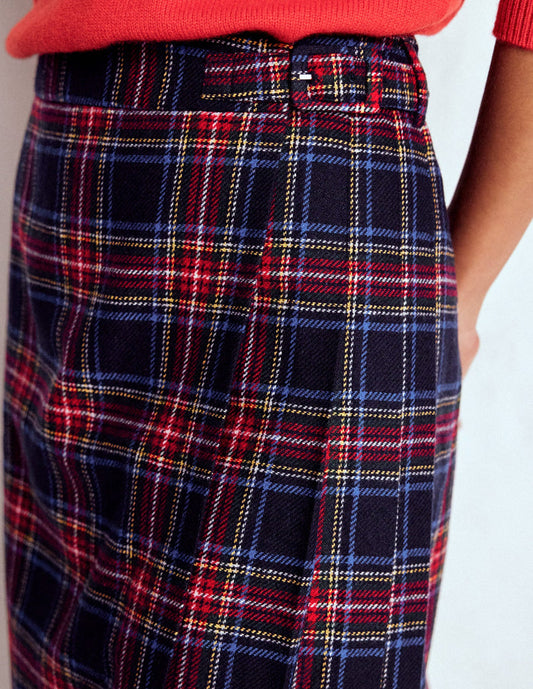 Helen Wool Kilt Skirt Navy, Green and Red Check