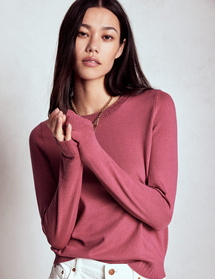 Emilia Cotton Crew Sweater Pink Heather