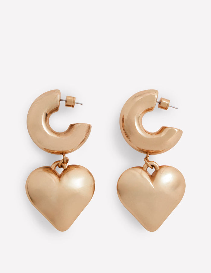 Chunky Heart Hoop Earrings Gold Colour