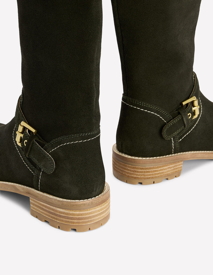 Buckle Knee High Boots Woodland Green