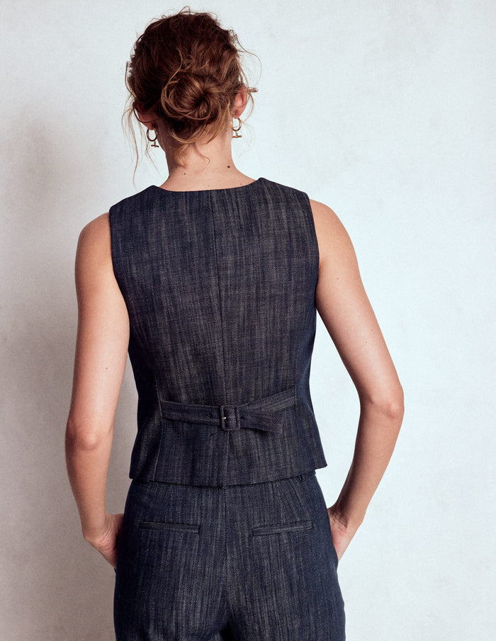 Tailored Twill Waistcoat Navy, Indigo