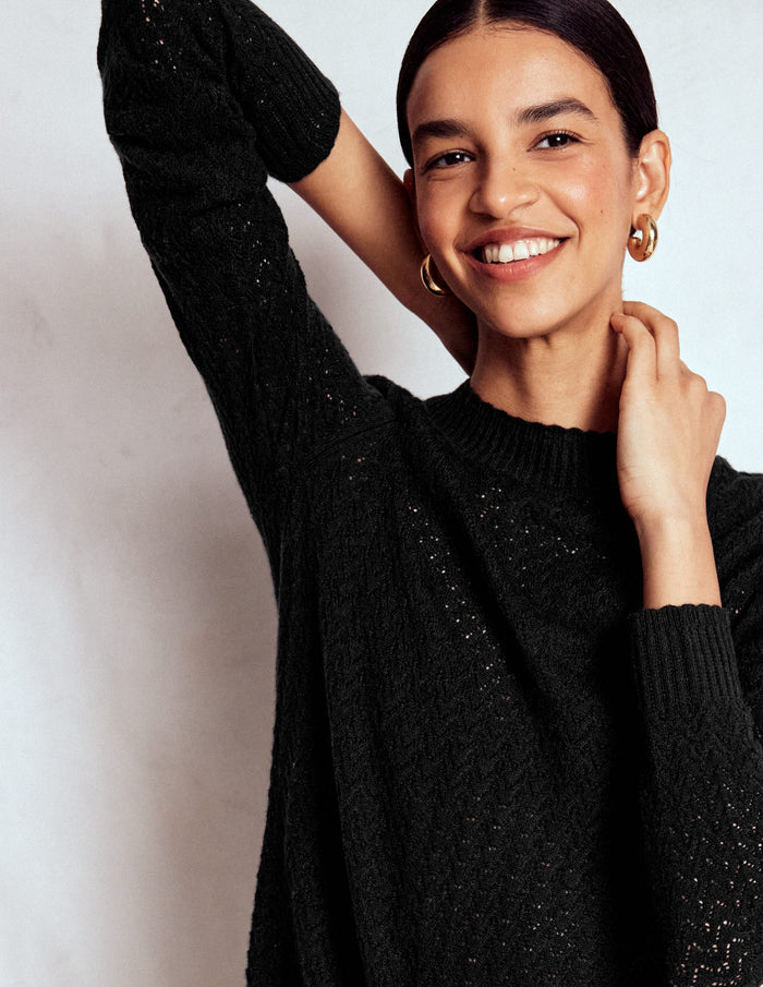 Diane Pointelle Sweater Black