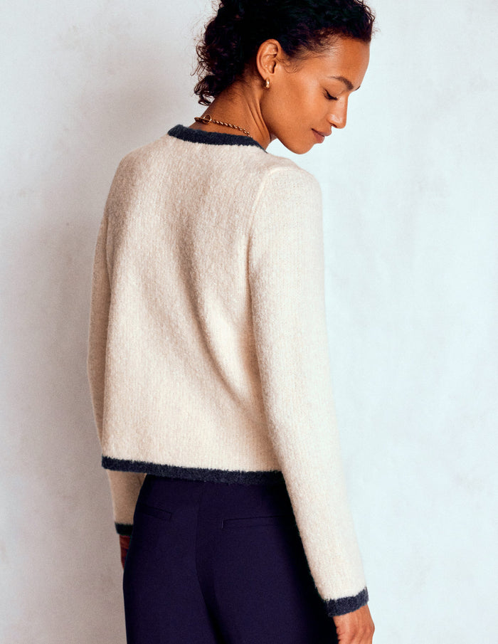 Holly Boucle Knitted Jacket Warm Ivory, Boucle