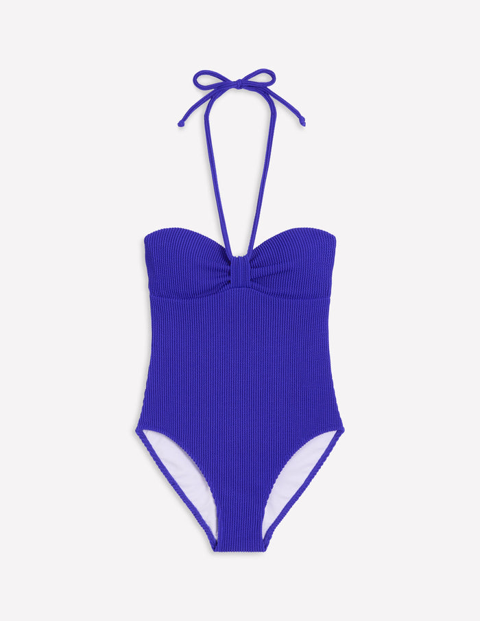 Crinkle Texture Swimsuit Cobalt