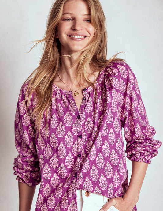 Isla Long Sleeve Jersey Shirt Purple, Wildflower Bouquet