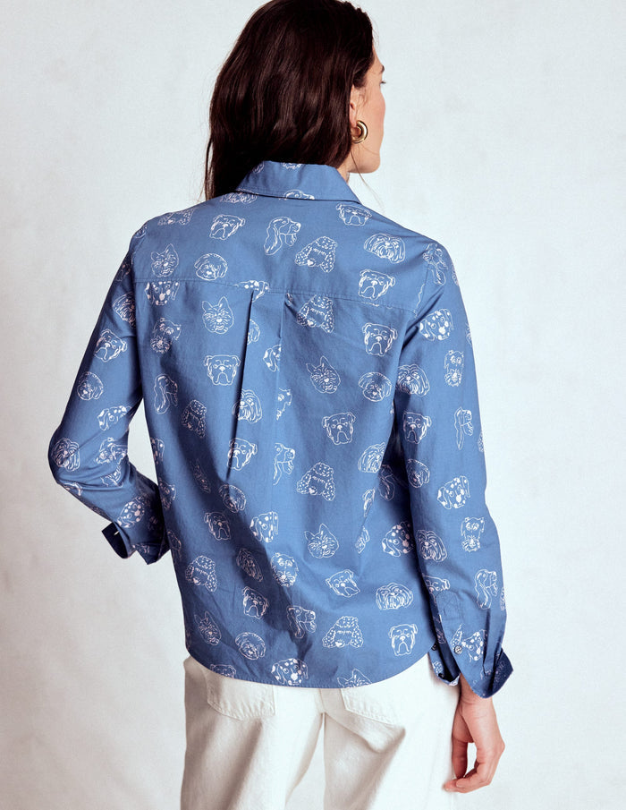 Sienna Cotton Shirt Blue, Multi Dogs