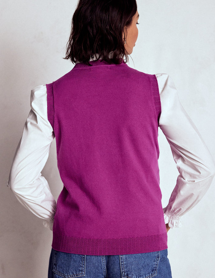 Emilia Cotton Crew Neck Vest Regal Purple