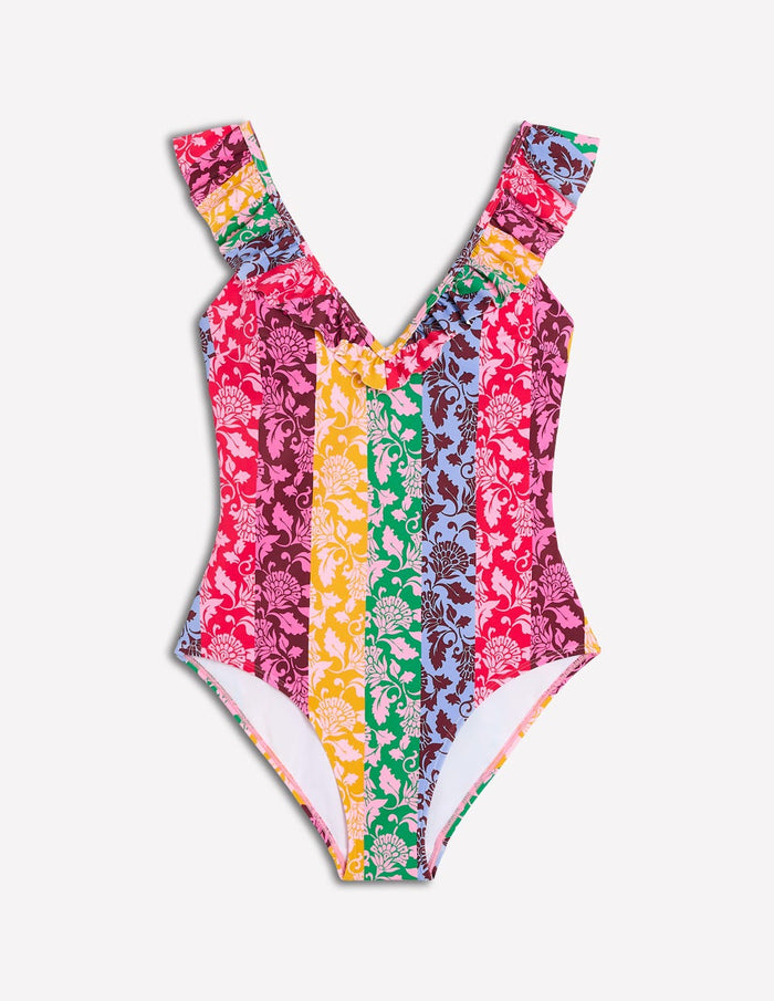 Evia Ruffle Swimsuit Multi, Ornate Vine Hotch