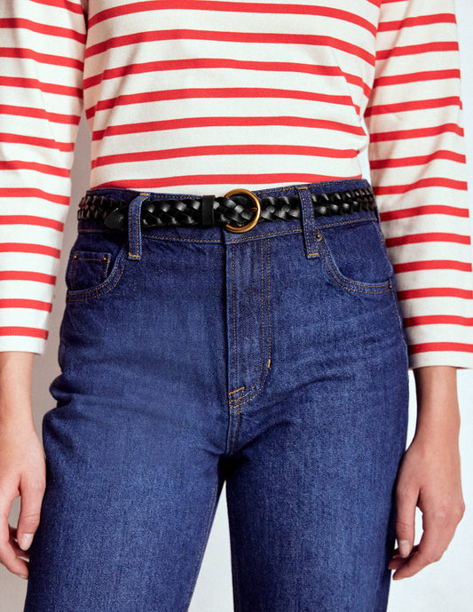 Skinny Plaited Belt Black