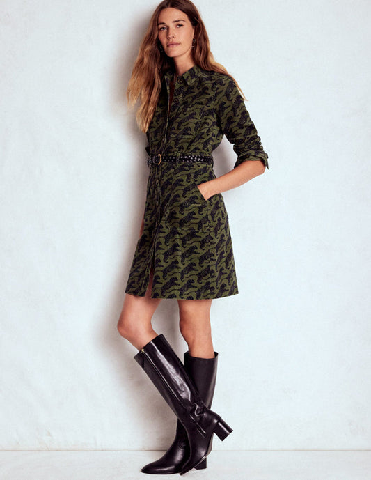 Amanda Cord Short Dress Woodland Green, Leaping Tiger
