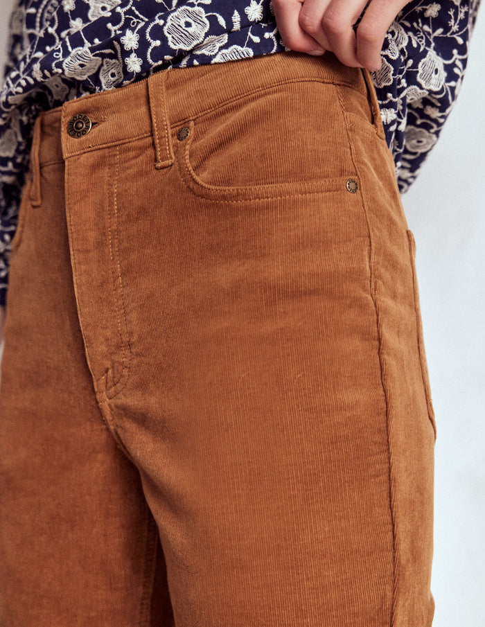 High-Waisted Cord Slim Jeans Ginger