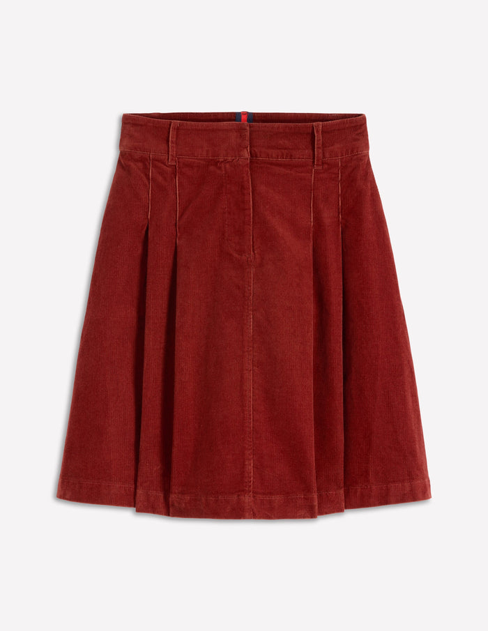 Pleated Cord Skirt Fired Brick