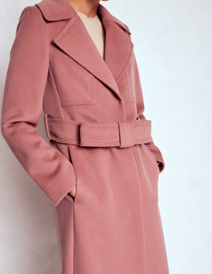 Bow Front Coat Dusty Pink